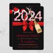2024年サンタクロース、シャンパン エレガントチック 招待状 (正面/裏面)