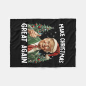 2024年サンタト素晴らしランプおもしろいで再びクリスマス フリースブランケット (正面(横))