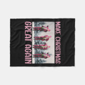 2024年サンタト素晴らしランプおもしろいで再びクリスマス フリースブランケット (正面(横))