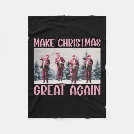 2024年サンタト素晴らしランプおもしろいで再びクリスマス フリースブランケット (正面)