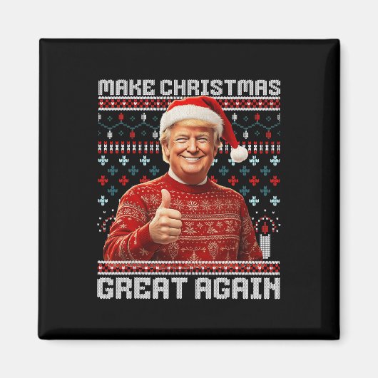 2024年サンタト素晴らしランプおもしろいで再びクリスマス マグネット (正面)