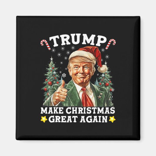 2024年サンタト素晴らしランプおもしろいで再びクリスマス マグネット (正面)