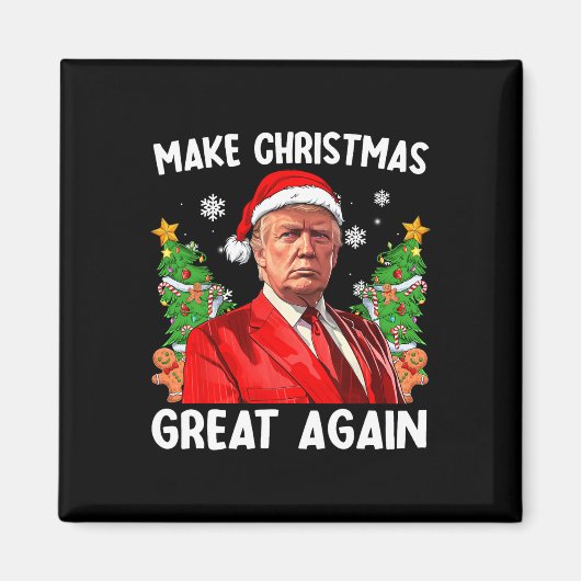 2024年サンタト素晴らしランプおもしろいで再びクリスマス マグネット (正面)