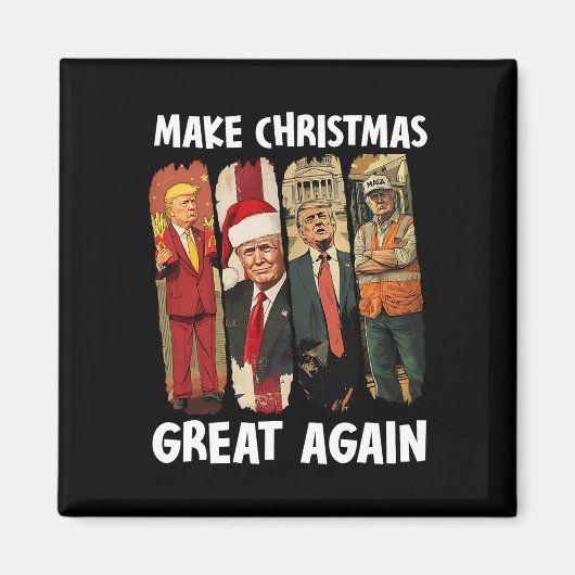 2024年サンタト素晴らしランプおもしろいで再びクリスマス マグネット (正面)