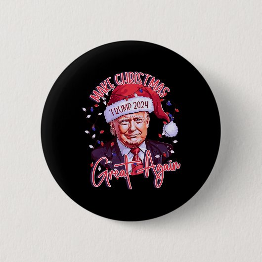 2024年サンタト素晴らしランプおもしろいで再びクリスマス 缶バッジ (正面)