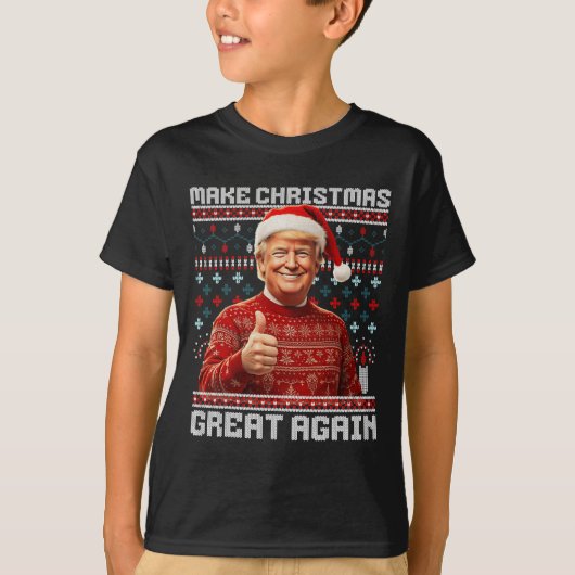 2024年サンタト素晴らしランプおもしろいで再びクリスマス Tシャツ (正面)