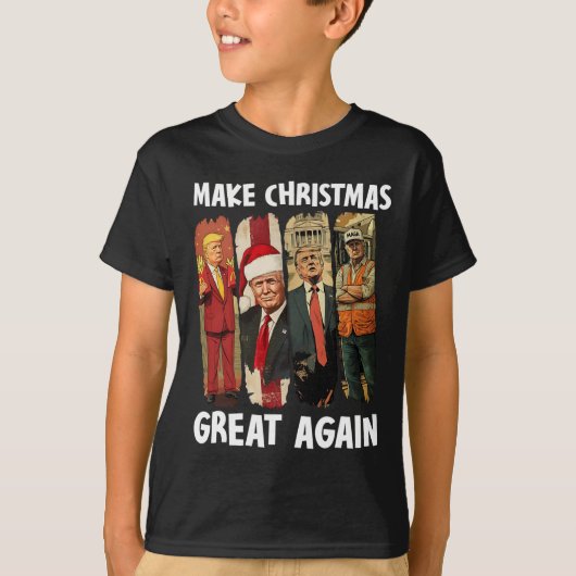 2024年サンタト素晴らしランプおもしろいで再びクリスマス Tシャツ (正面)