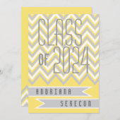 2024年シェブロンモダンイエロー卒業のクラス 招待状 (正面/裏面)