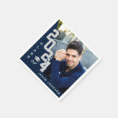 2024年シルバーネイビー写真卒業パーティーのクラス スタンダードカクテルナプキン (角)