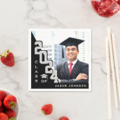 2024年シルバーブラック写真卒業パーティーのクラス スタンダードカクテルナプキン (インサイチュ)