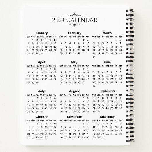 2024年シンプルのカレンダー |ノートブック ノートブック (裏面)