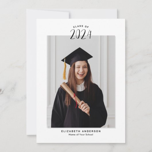 2024年シンプルエレガント卒業写真のクラス 案内状 (正面)