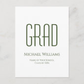 2024年シンプル卒業グリーンホワイトのクラス 案内ポストカード (正面)