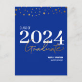 2024年シンプル卒業ブルーのクラスパーソナライズされた 案内ポストカード (正面)