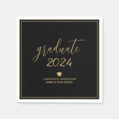 2024年シンプル卒業金ゴールドブラック・クラス スタンダードカクテルナプキン (正面)