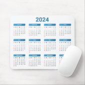 2024年シンプル1か月のカレンダー マウスパッド (マウス)