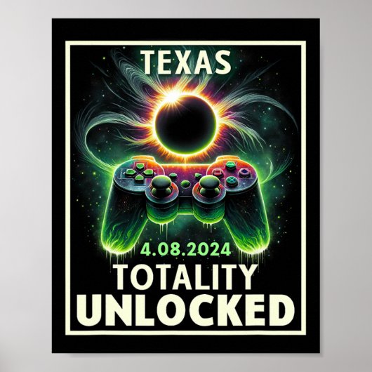 2024年テキサス州皆既日食 ビデオゲーム・ゲーマー ポスター (正面)