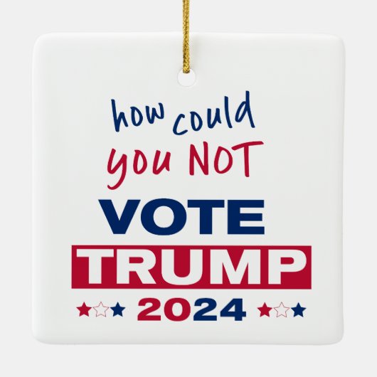 2024年トランプに投票できない方法 セラミックオーナメント (裏面)