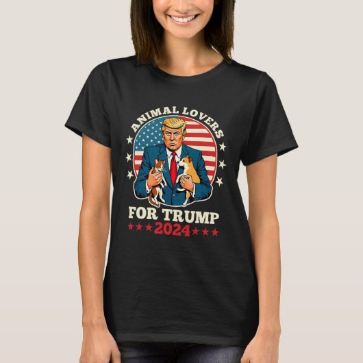 2024年トランプのネコと犬のキャンペーン動物愛好家 Tシャツ (正面)