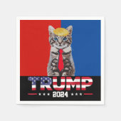 2024年トランプのネコ | バンストランプレッドブルー スタンダードカクテルナプキン (正面)