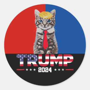 2024年トランプのネコ バンストランプレッドブルー ラウンドシール