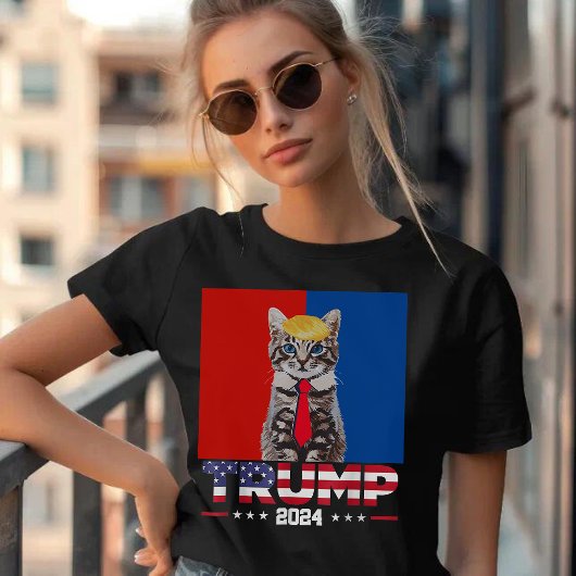 2024年トランプのネコ | バンストランプレッドブルー Tシャツ