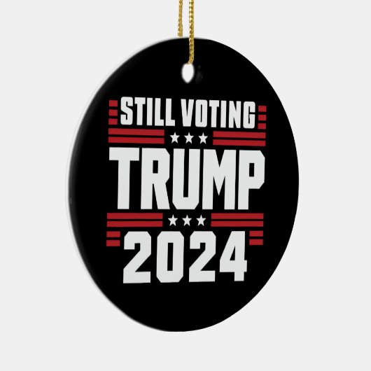 2024年トランプの愛国的なアメリカ国旗を未だ投票している セラミックオーナメント (右)