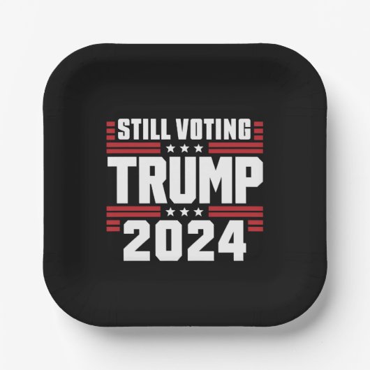 2024年トランプの愛国的なアメリカ国旗を未だ投票している ペーパープレート (正面)