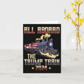 2024年トランプ列車に乗ってアメリカ国旗1 カード (黄色い花)
