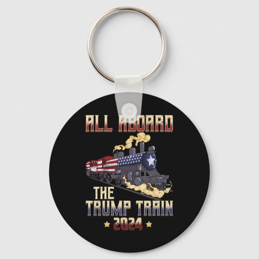 2024年トランプ列車に乗ってアメリカ国旗1 キーホルダー (正面)