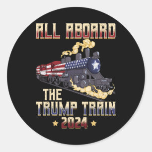 2024年トランプ列車に乗ってアメリカ国旗1 ラウンドシール