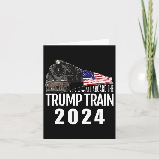 2024年トランプ列車に乗ってアメリカ国旗2 カード (正面)