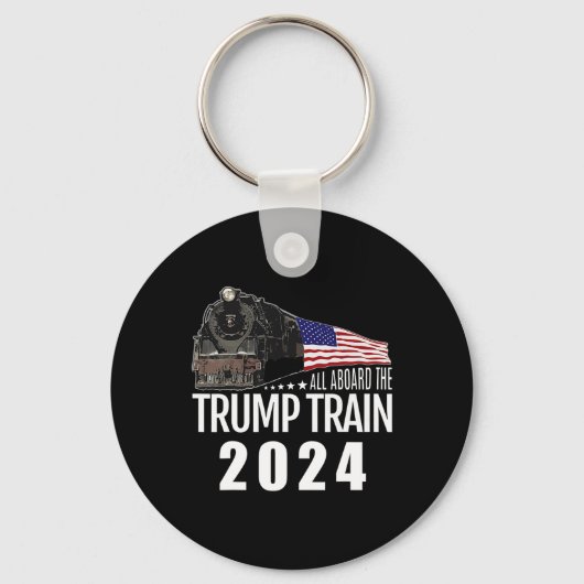 2024年トランプ列車に乗ってアメリカ国旗2 キーホルダー (正面)