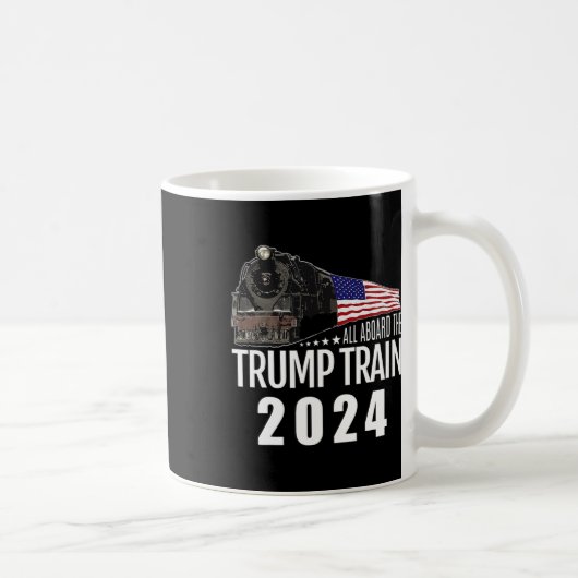 2024年トランプ列車に乗ってアメリカ国旗2 コーヒーマグカップ (右)
