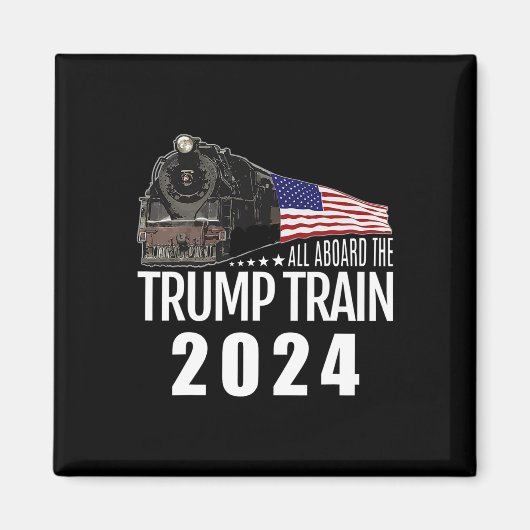 2024年トランプ列車に乗ってアメリカ国旗2 マグネット (正面)