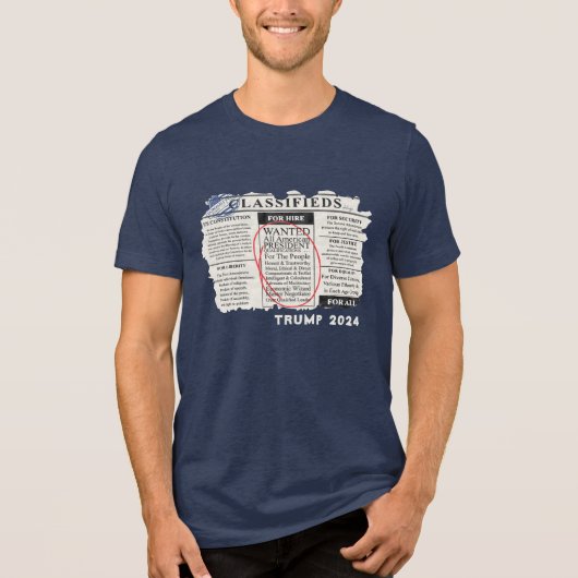 2024年トランプ大統領の分類広告 トライブレンドTシャツ (正面)