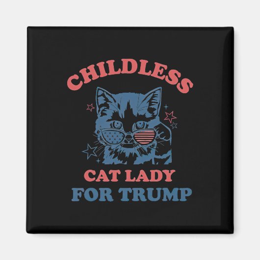 2024年トランプ選挙おもしろいの子なし猫レディ マグネット (正面)