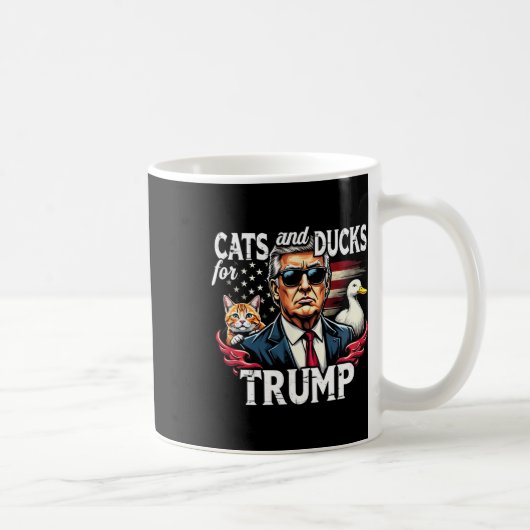 2024年トランプVance 20の猫とおもしろいアヒル コーヒーマグカップ (右)