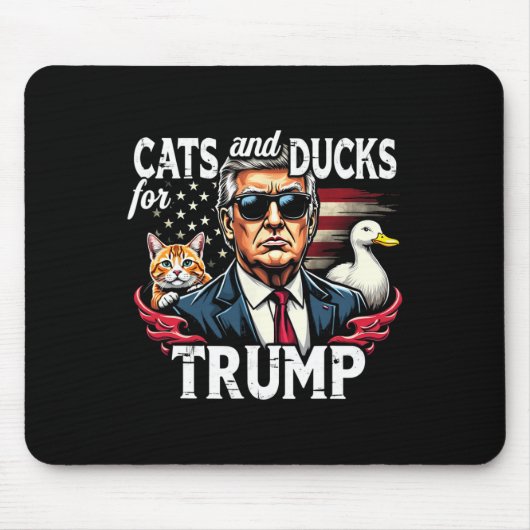 2024年トランプVance 20の猫とおもしろいアヒル マウスパッド (正面)