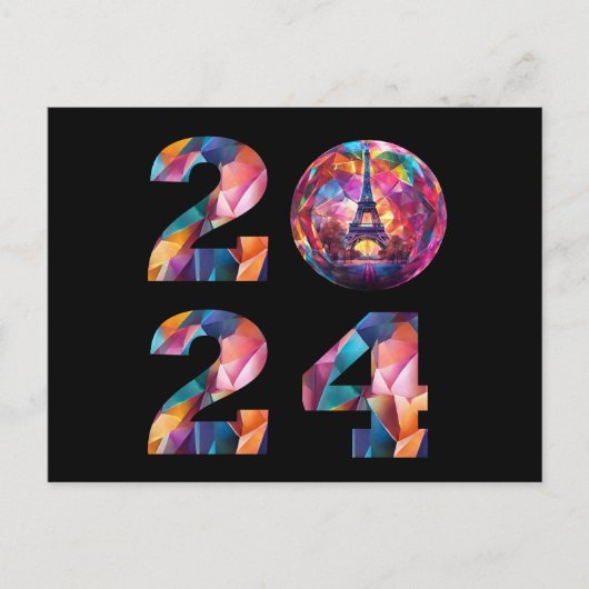 2024年ニューイヤーズ・イブ – パリ,フランス – エッフェルタワー –  シーズンポストカード (正面)