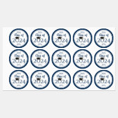 2024年ネイビシンプルーエレガントブルー卒業クラス ラベル (シート)