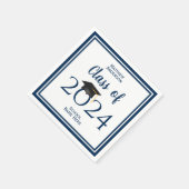 2024年ネイビーエレガントブルー卒業パーティーのクラス スタンダードカクテルナプキン (角)