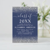 2024年ネイビーブルーシルバー卒業パーティーのクラス 招待状 (スタンド正面)
