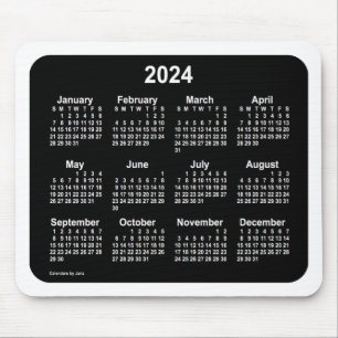 2024年ネオンホワイトカレンダー(1月2日) マウスパッド