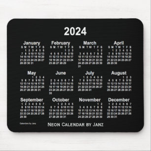 2024年ネオンホワイトカレンダーby Janz マウスパッド