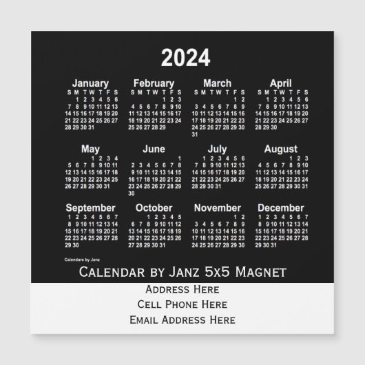 2024年ネオンホワイトビジネスカレンダーbyヤンツ (正面)