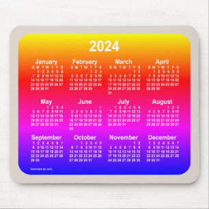 2024年ネオンレインボーカレンダー(1月2日) マウスパッド