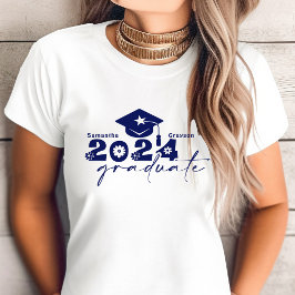 2024年パーソナライズされた卒業ネイビーブルー Tシャツ