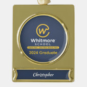 2024年パーソナライズされた卒業バナーオーナメント ゴールドプレートバナーオーナメント (正面)