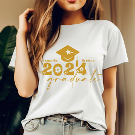2024年パーソナライズされた卒業金ゴールド Tシャツ